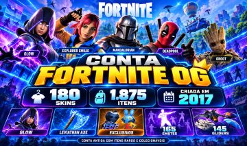 CONTA FORTNITE OG | 180 SKINS | EMAIL ORIGINAL | 1850 V-BUCKS | R$5.000 | 2017