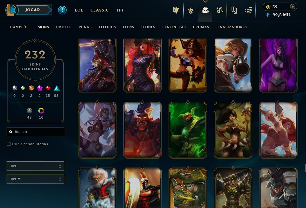 CONTA DE 2017 - 232 SKINS - LVL 374 - TODOS CAMPEÕES - 99K DE EA - 24 CROMAS