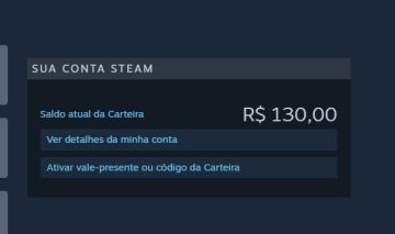 Conta steam com 130 de saldo