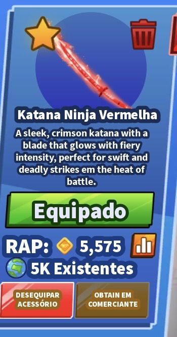 Red Ninja Katana | Blade Ball | Item Original | Entrega Rápida