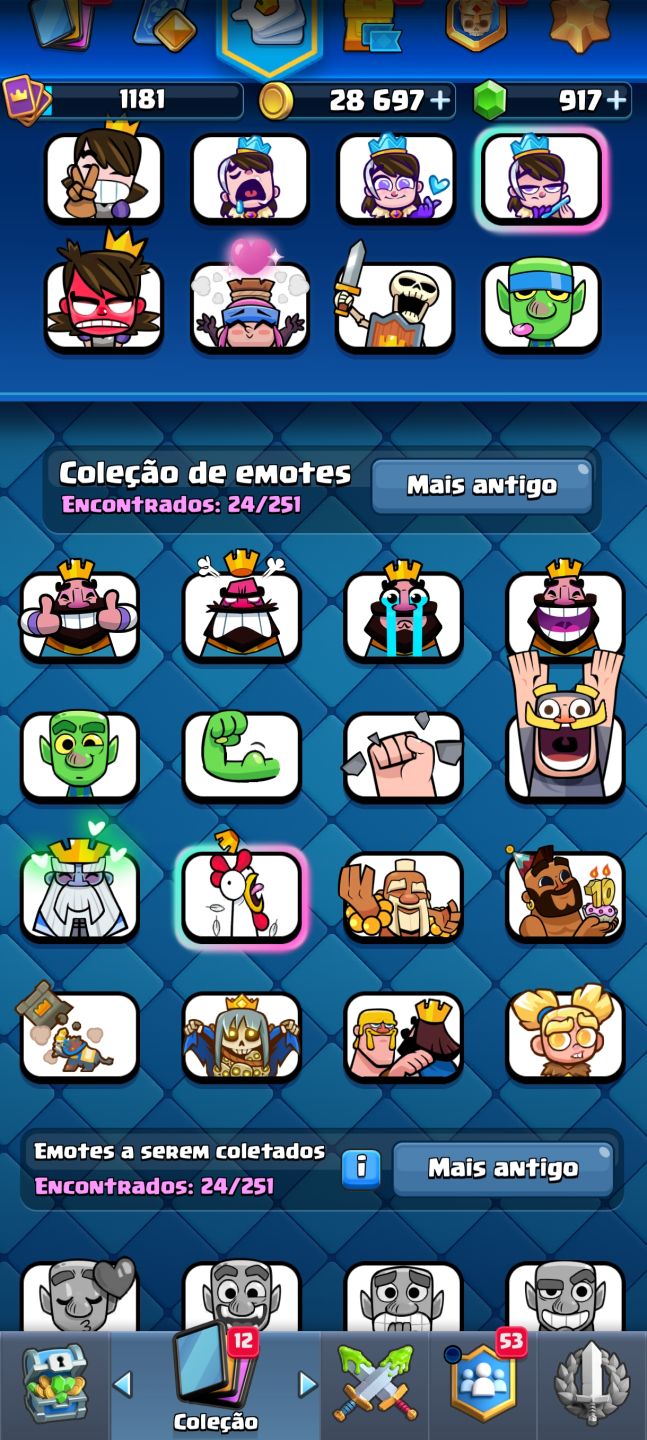 CONTA CLASH ROYALE | 9.476 TROFÉUS | 116/123 CARTAS | 917 GEMAS | 24 EMOTES