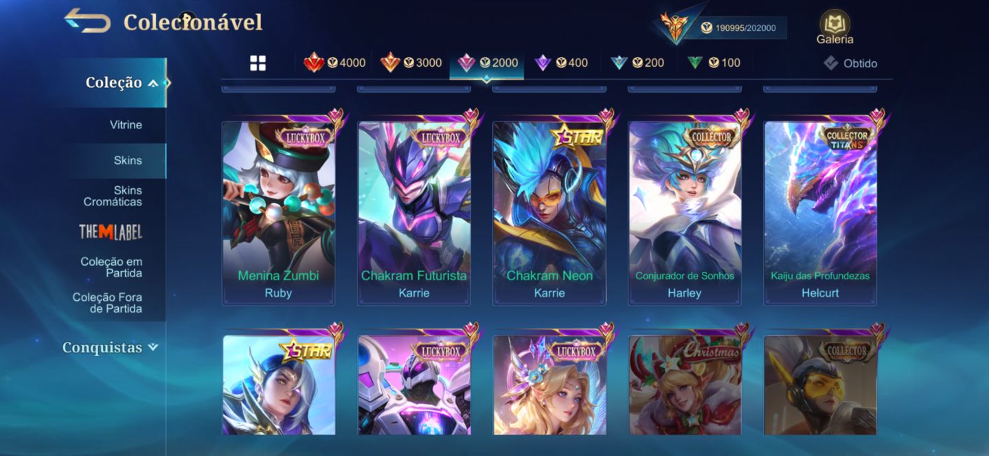 Conta MLBB, skin do alpha legend e muito mais