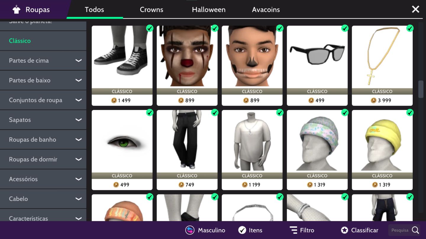 CONTA MASCULINA AVAKIN LIFE LvL 34