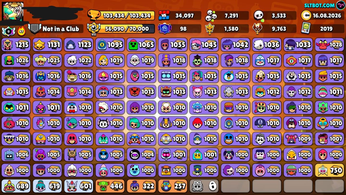 Conta Brawl Stars 103k trofeus || Todas hypercargas e 29 classe 35 legado