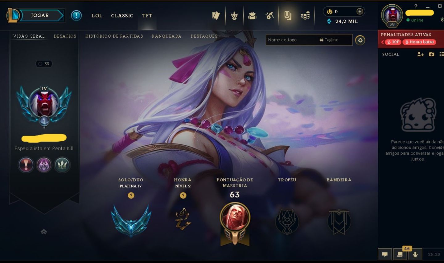 (UPADA À MÃO) CONTA SMURF - PLATINA 4 - 24,2K EA - SKINS - 100% SEGURA