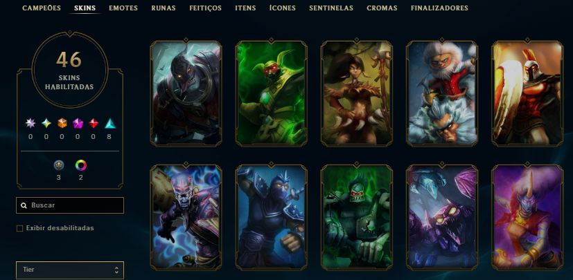 CONTA PLATINA 3 / 12 SKINS / GAREN CRIADOR MITICO / TALON VELHO OESTE / 4.6K EA