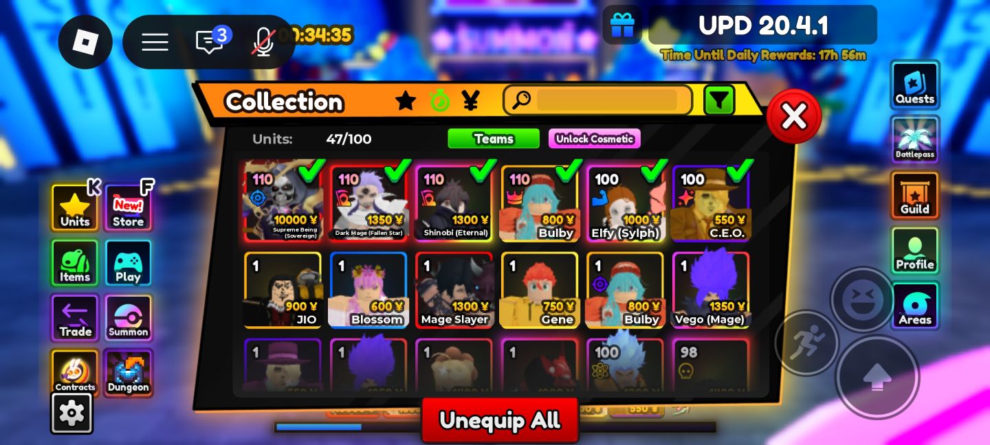 Conta roblox de anime vanguards, anime adventures, all star e outros jogos
