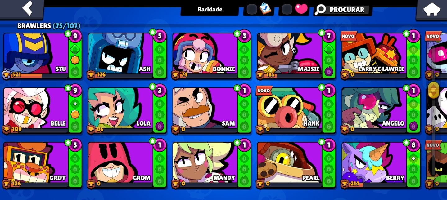 BRAWL STARS 75 BRAWLERS | NÍVEL 101 | 17.750 TROFÉUS | 9 LENDÁRIOS | 166 SKINS