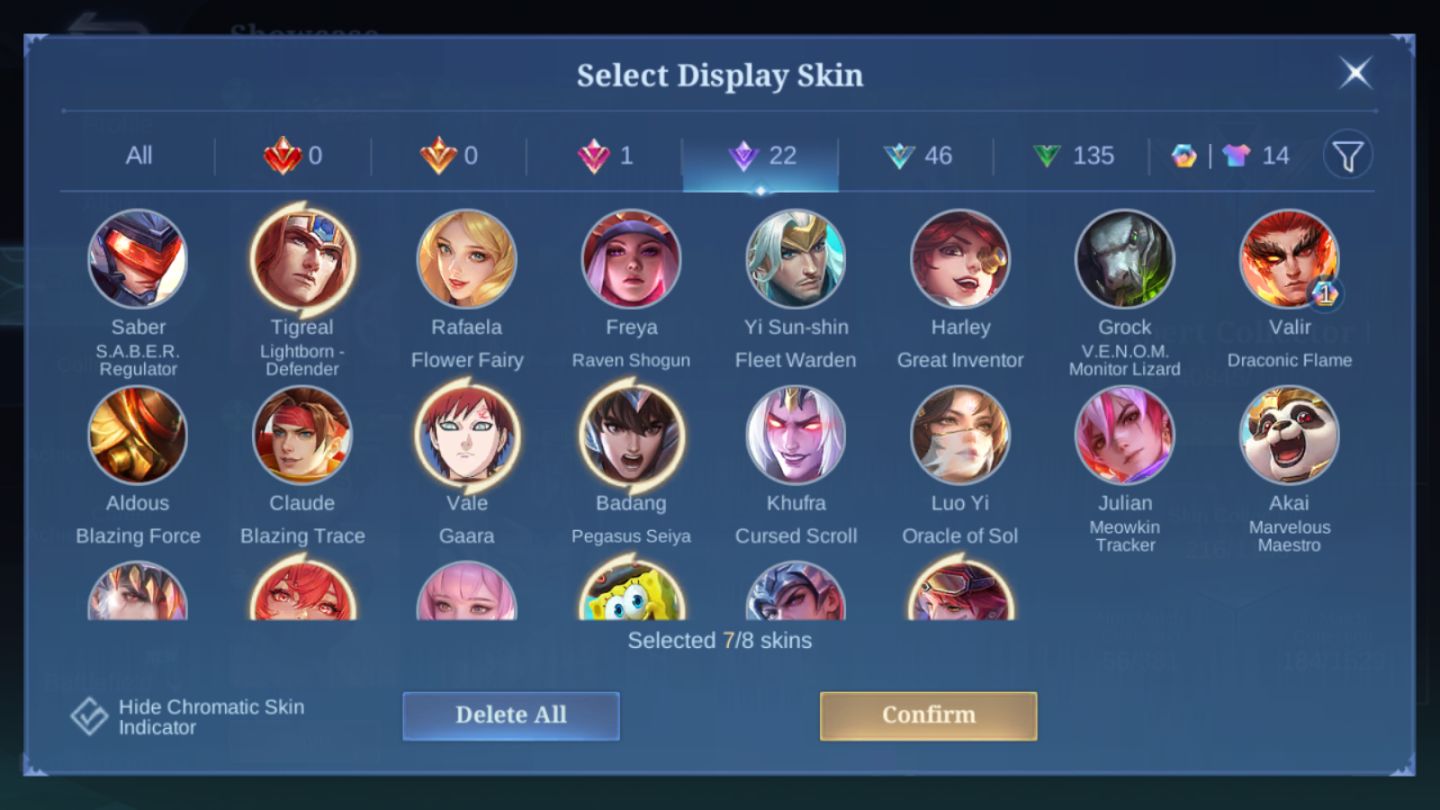 Conta Mobile Legends / VALENTINE Claude / P.ACE Fanny /SPONGEBOB Cyclops