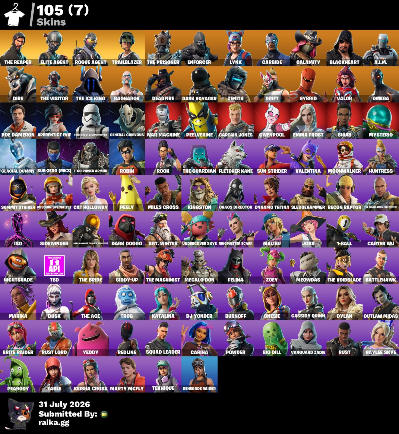 Conta Fortnite OG 105 Skins | Take the L | The Reaper | Elite Agent