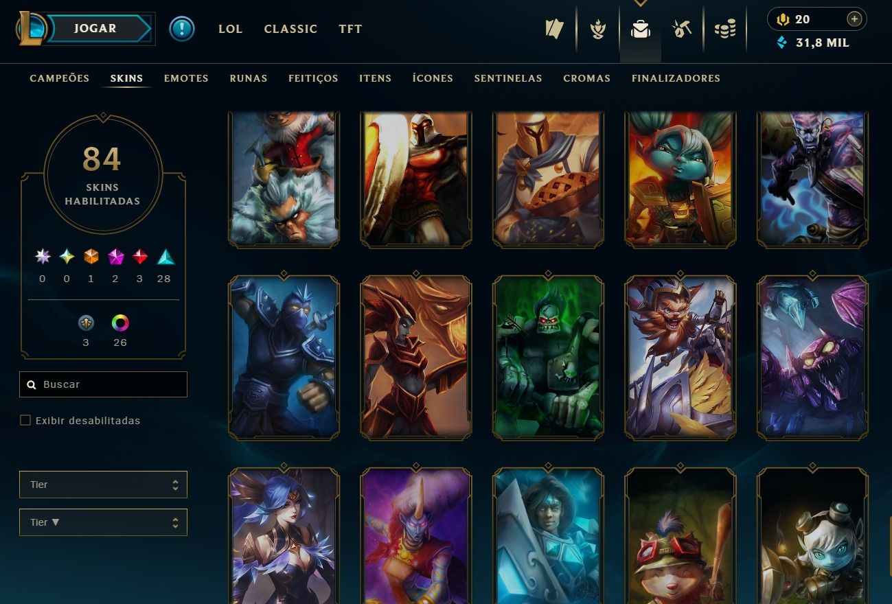 CONTA DE 2024 - 84 SKINS - LVL 105 - 107 CAMPEÕES - 31K DE EA - 26 CROMAS