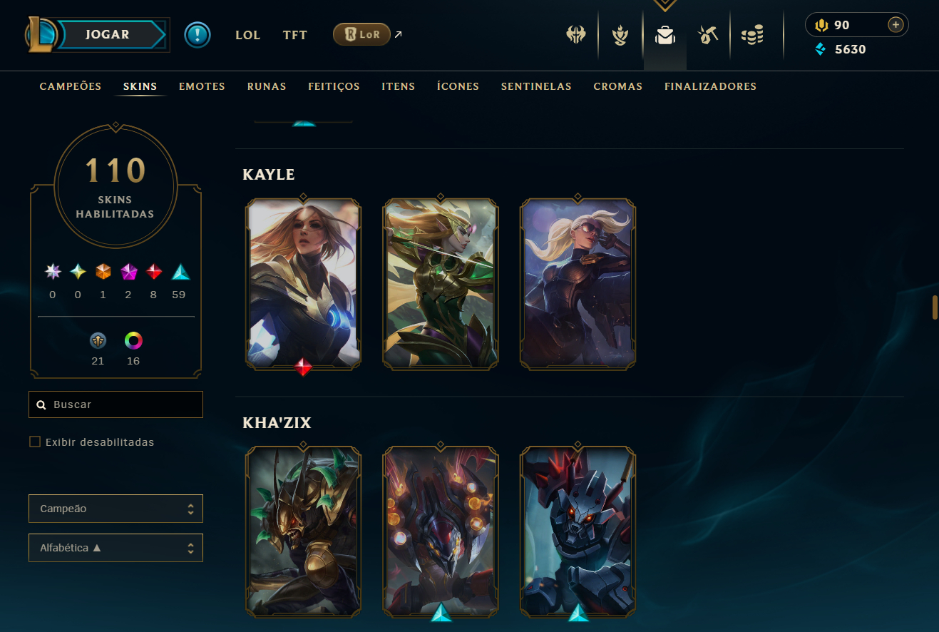 Conta recheada de skins otima conta para iniciar