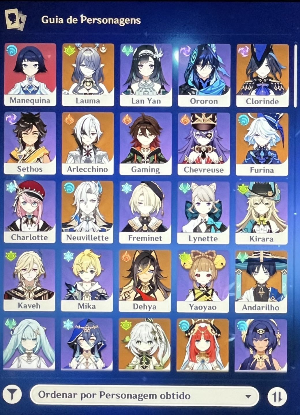 Conta de Genshin Ar60, 22 personagens t5, 11 armas t5.