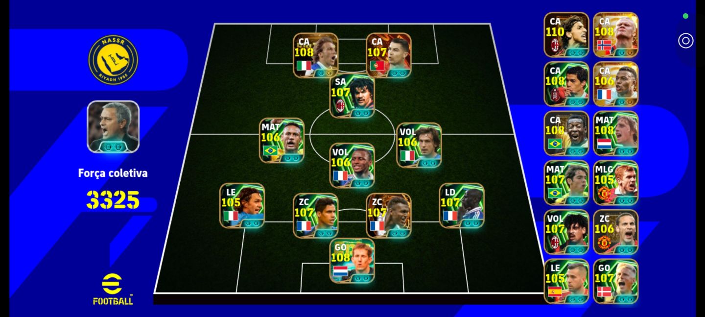 Conta eFootball Mobile completa+3335 Força. Melhores jogadores Meta cada Posição