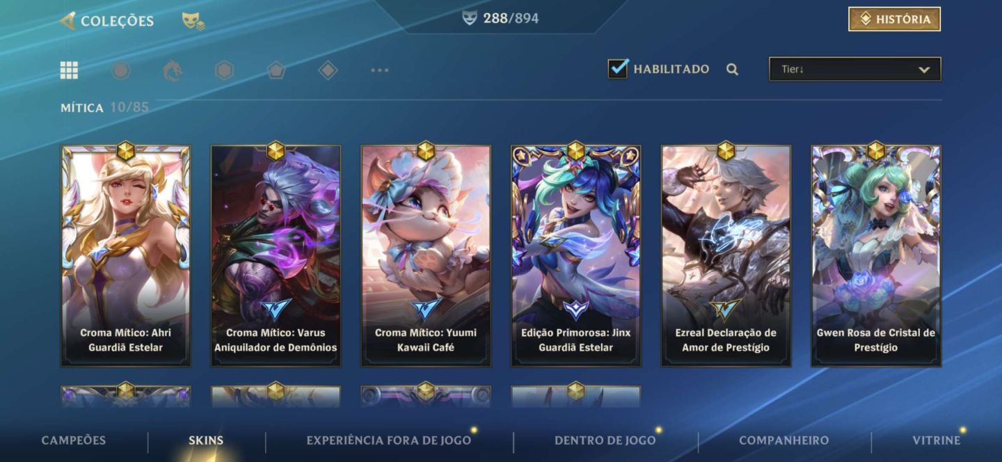 Conta Monarca e Lenda - 288 Skins