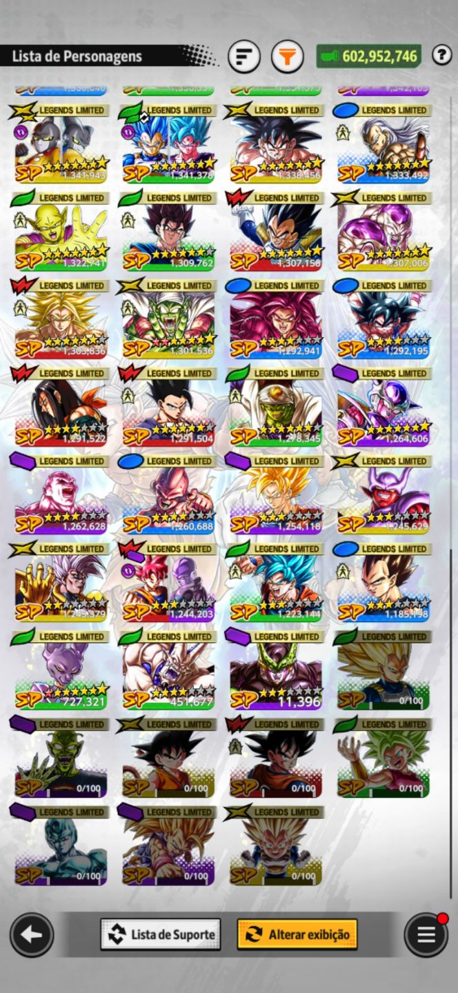 Conta histórica e competitiva. Com muitos equipamentos, e personagens(Gogeta ul)