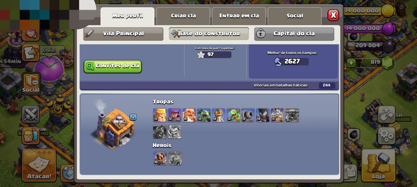 CONTA CLASH OF CLANS CV12 BEM EVOLUÍDA