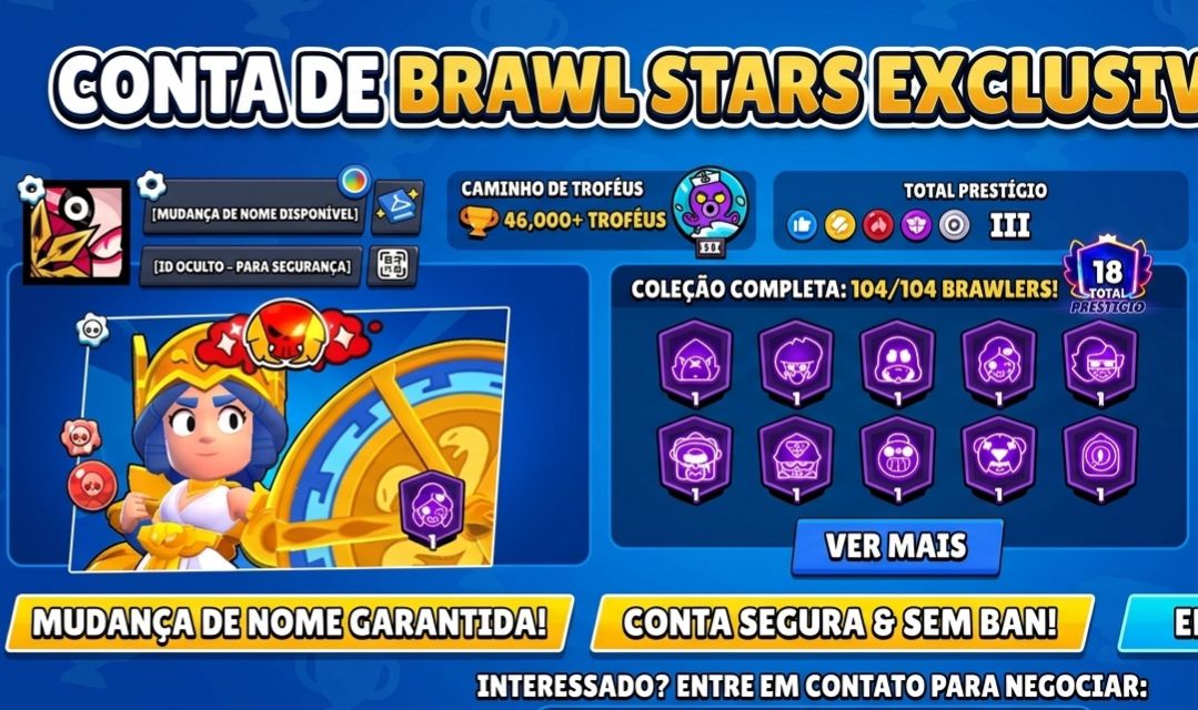 CONTA BRAWL STARS TOP TIER | 46K TROFÉUS | ALL BRAWLERS | FAMA MARCIANA 1