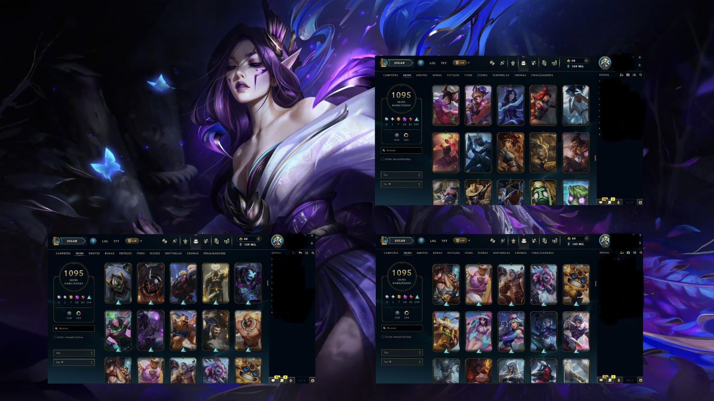 Conta LOL Completa Com 1100 Skin,198 Cromas e Skin Gacha+Classic Collector's Box