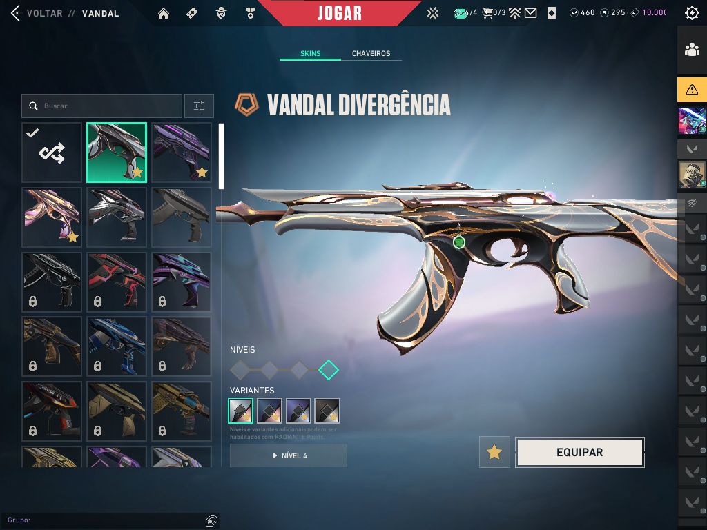 Conta Valorant com faca eletrizante, 3 vandal, 1 phantom e 1 sheriff e 3 passes