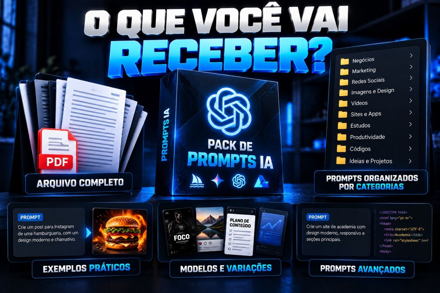 MEGA PACK IA 2026 PROMPTS SECRETOS para ChatGPT, Vendas, Imagens e Muito Mais