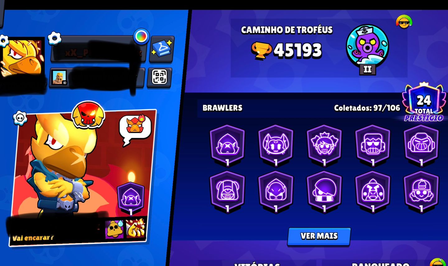Conta de Brawl stars 40k de troféUs com todos os lendários