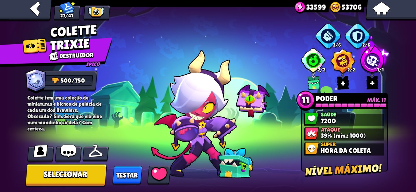 CONTA BRAWL STARS RARA! Colette Trixie, Vírus 8-Bit Original, Poco Starr e mais!
