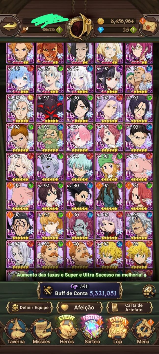CONTA De 7DS com COLLAB RE ZERO + SLIME + SOLO