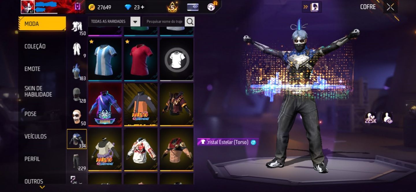 Conta Free Fire com Conjuntos Raros, Skins Exclusivas e Calças Angelicais top!