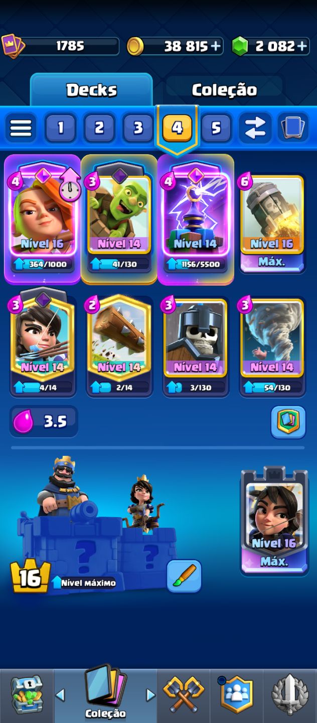 Conta premium com muitas skins e emotes - Clash Royale