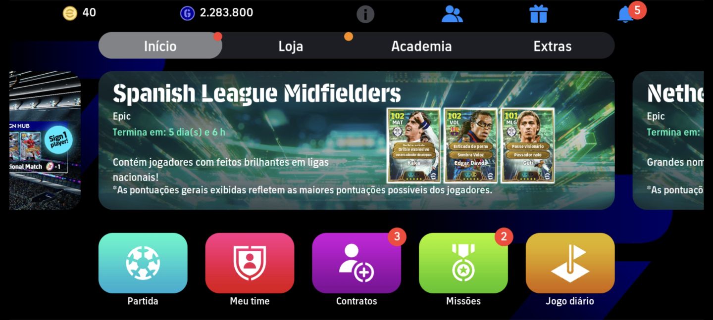 Continha efootebol mobile com Makélélé 107+ cards aleatórias