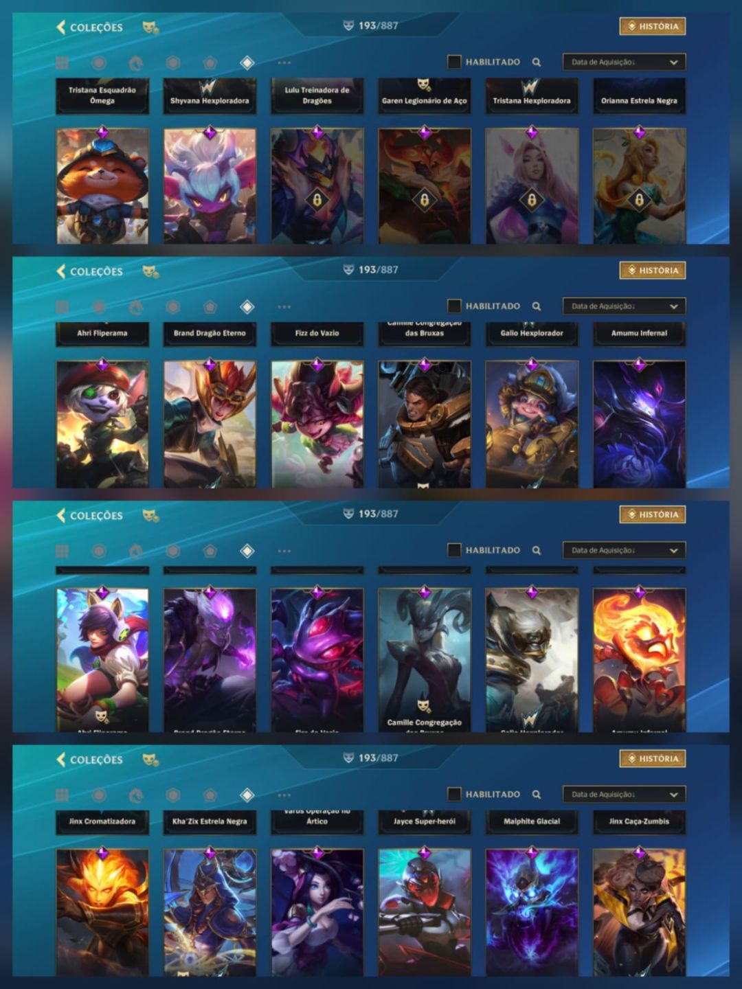 CONTA WILD RIFT | 193 SKINS | 41,3K COLEÇÃO | MÍTICA + CROMA MÍTICO | GLORIOSAS