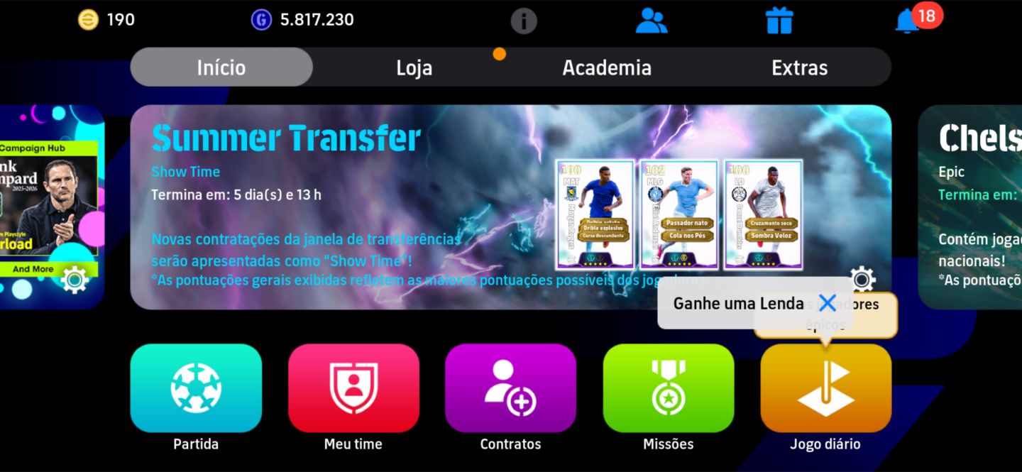 Conta eFootball Mobile|Força 3159|Beckenbauer Costacurta Neymar Santos + 5.8M GP