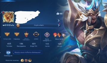 HONOR OF KINGS Conta PREMIUM | 6 Lendário + 1 Lord of Mysteries do Augran.