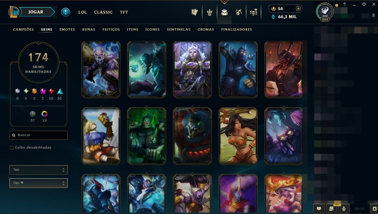 CONTA LOL DESDE 2014 -COLEÇÃO VETERANA - TODOS OS CAMPEÕES