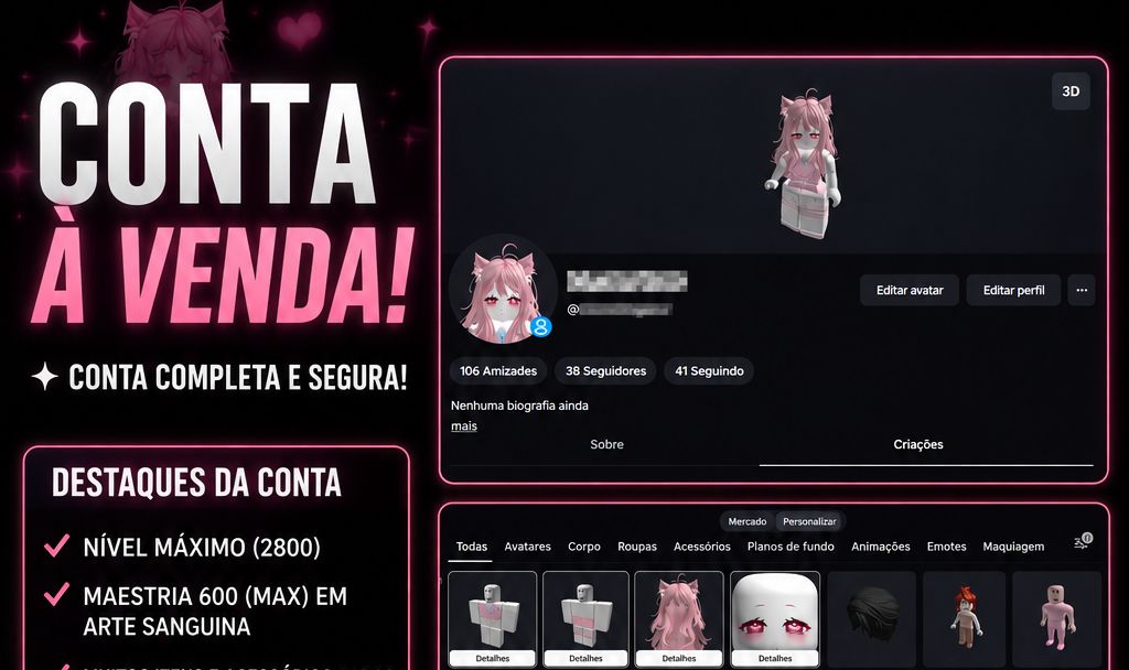 Conta Roblox OLD, Diversos itens em jogos