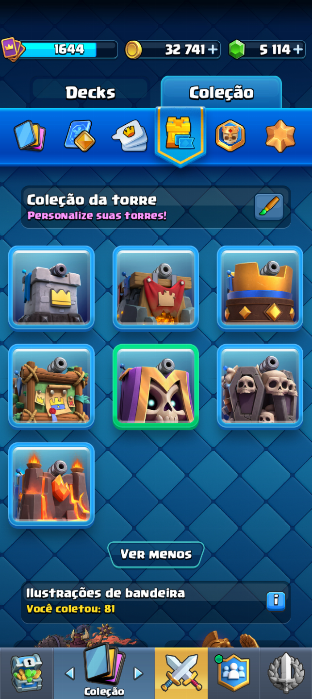 Conta do Clash Royale com várias evoluções e quase 5k de gemas