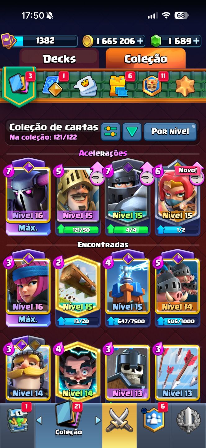 Clash Royale | 10K Troféus | Rei 15 | 15 Evoluções | Nível 16