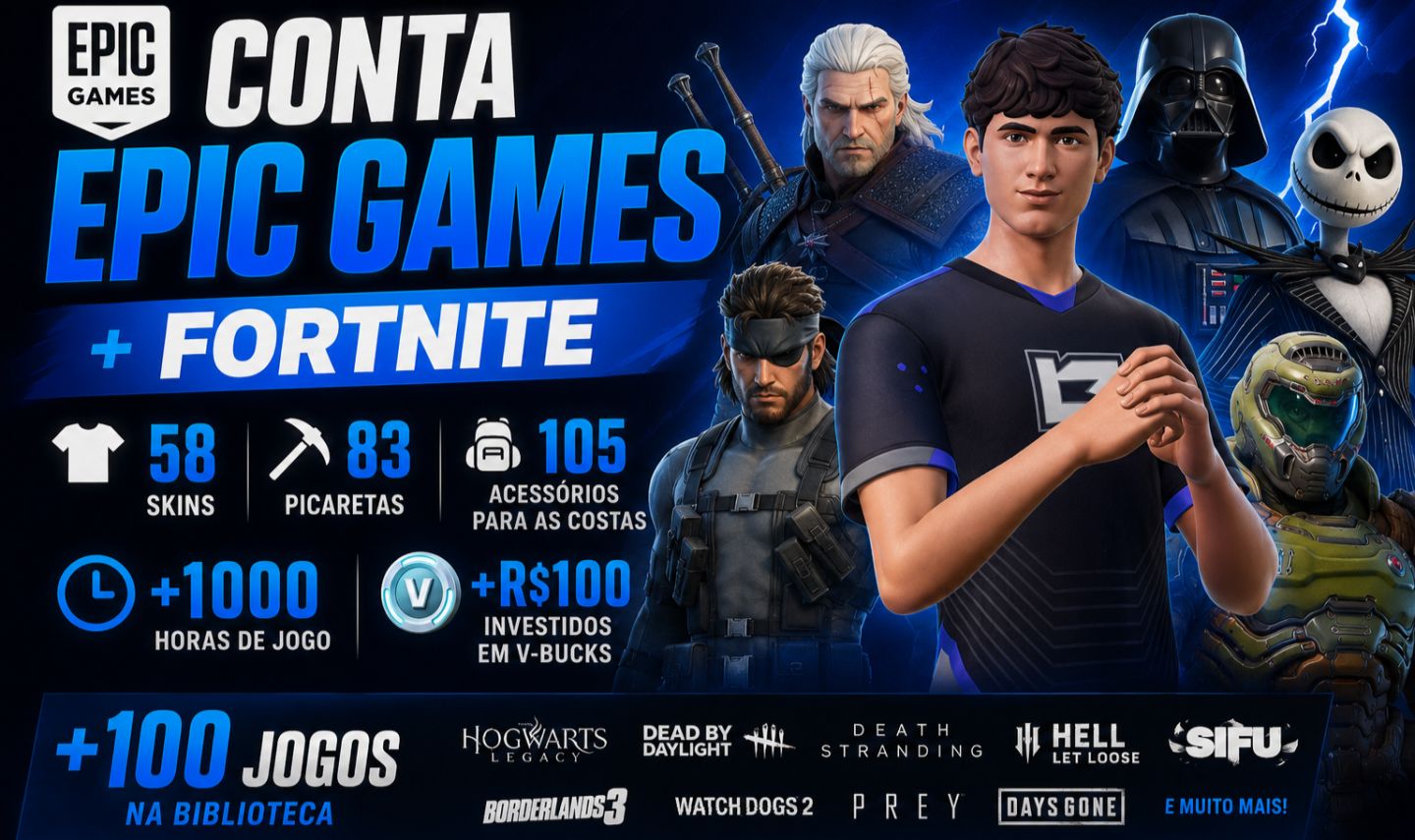 Conta Epic Games 115 jogos + Fortnite I FULL ACESSO