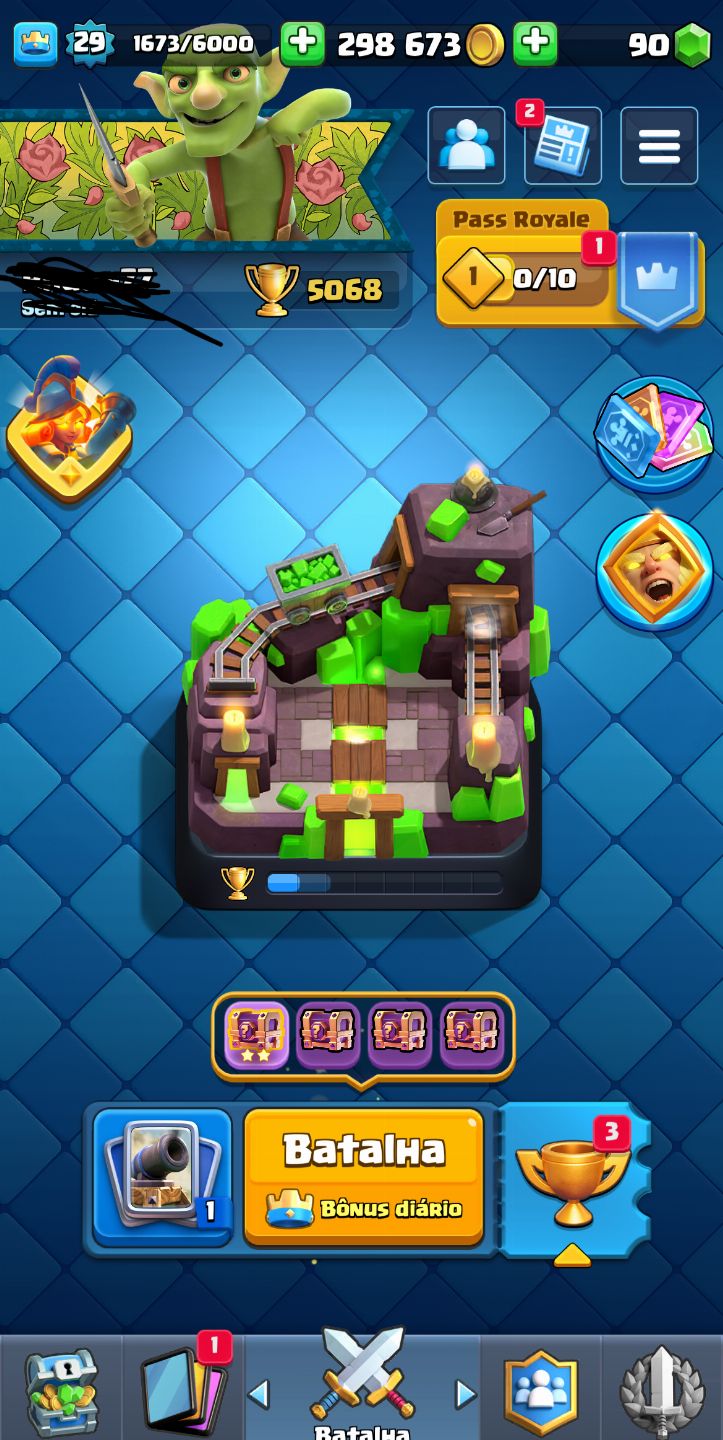 Conta Clash Royale Rei nível 29 5.068 troféus Muitas cartas upadas