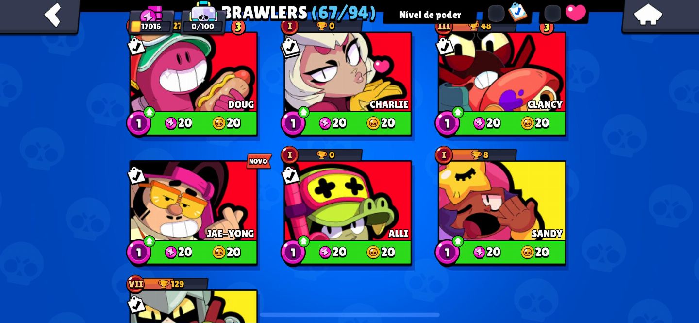 Conta Brawl Stars | 67 Brawlers | Skins Raras + 4 Passes