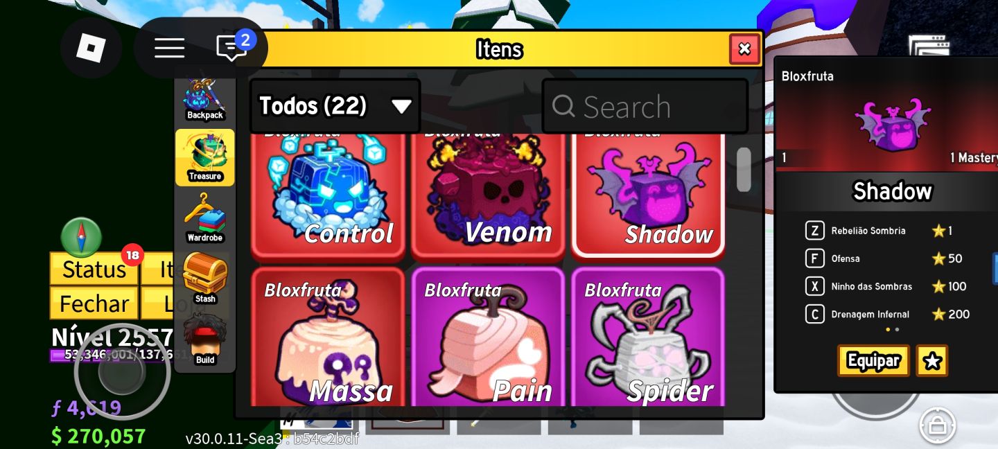 Vendendo conta blox fruits com frutas boa level alto , preço negociável