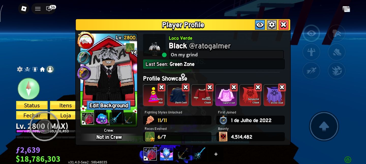CONTA TOP FULL RARA NO BLOX FRUITS
