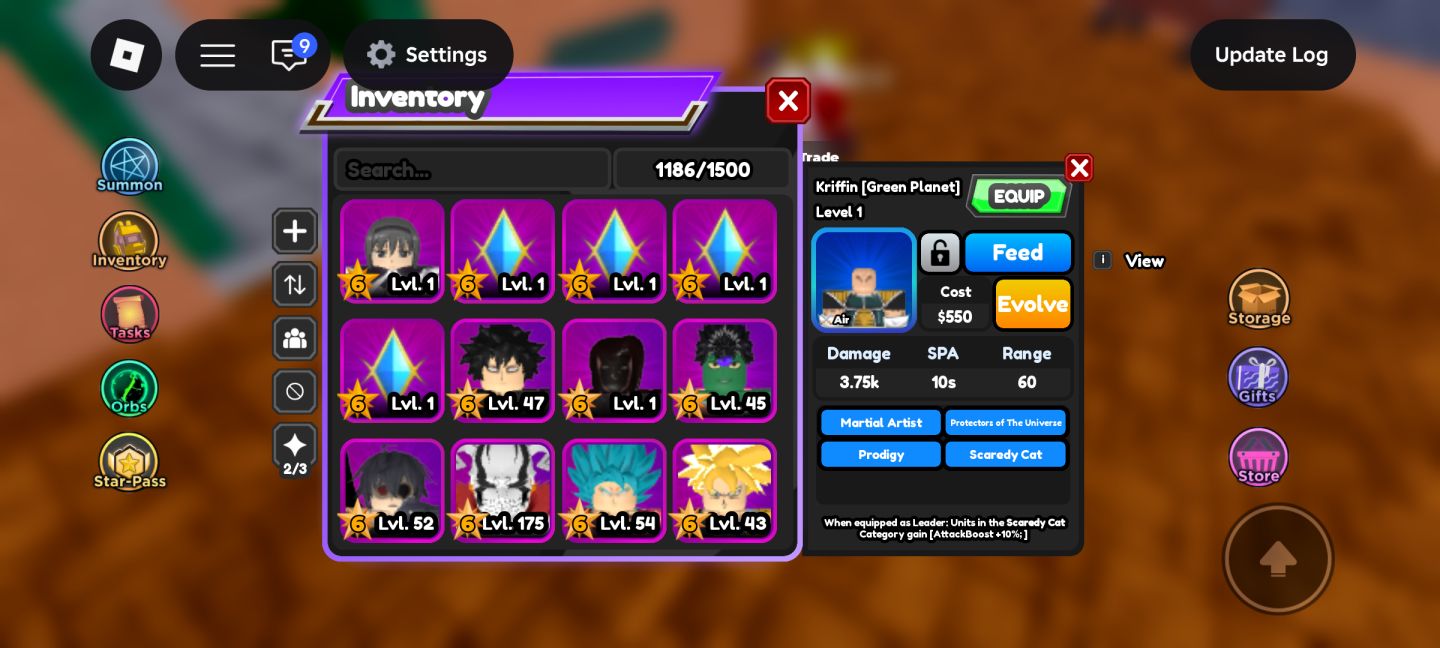 Conta de ASTD com 6 personagens 7 estrelas e muitos outros para evoluir