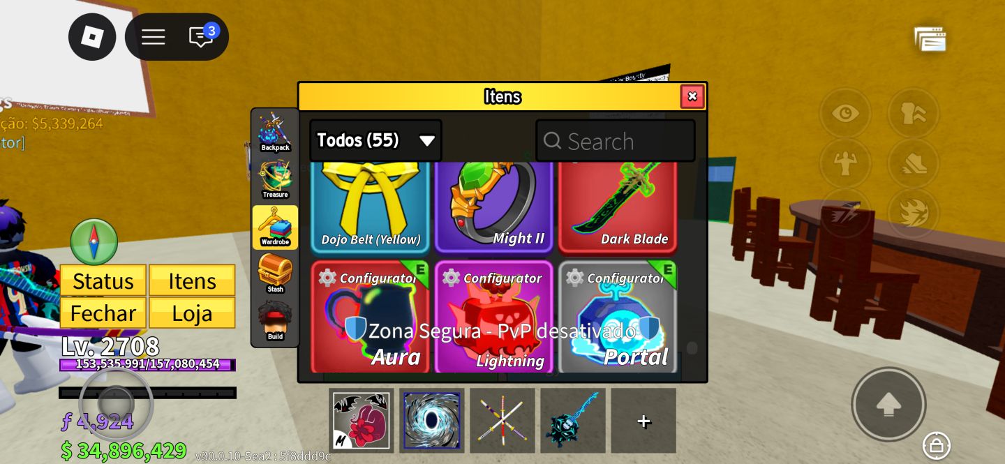 Conta blox fruits End game muita skin fora do jogo com robux pra gastar