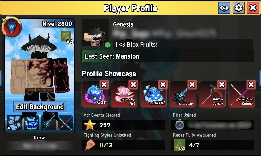 [60% OFF] Blox Fruits | LVL 2800 | 12 Míticas | 4 Raças V4 | Sanguine Art | CDK