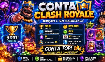 Conta Clash Royale Avançada | 9691 Troféus | Ouro e Gemas