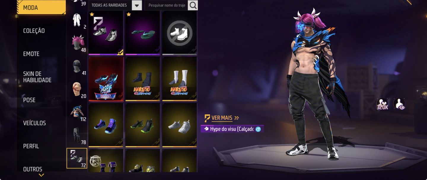 OPORTUNIDADE ÚNICA 6 EVOLUTIVAS+NARUTO+PUNHO+SKIN LENDARIAS+EMOTE DE ENTRADA