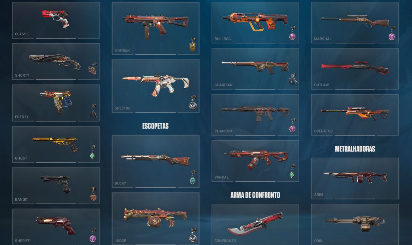 CONTA FULL SKINS - INVENTÁRIO VERMELHO/BRANCO/AZUL/ROXO - DIMA 3