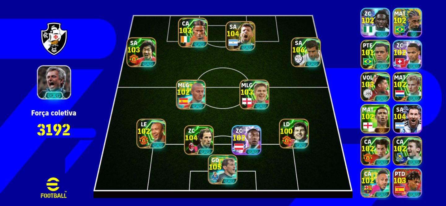 Conta efootball 3192 força / jogadores 106+
